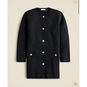 J.Crew Long Giselle Sweater Dress Black Gold Button Knit Collared Look L